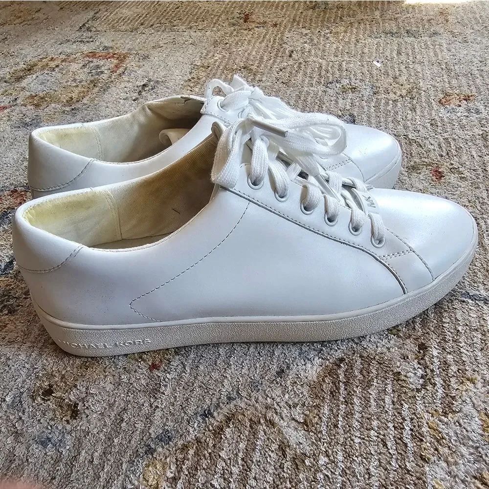 Michael Kors White Leather Tennis Shoe, Sz 10, Great Condition